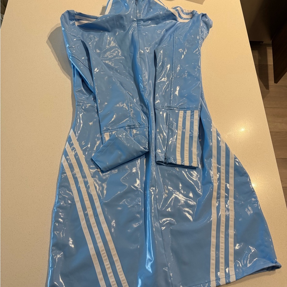 Blue and White Striped Raincoat